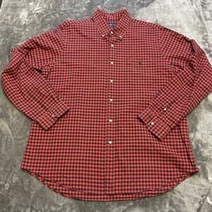 Polo Ralph Lauren Shirt Mens XXL Black Red Plaid‎ Gingham Check Button Up Preppy